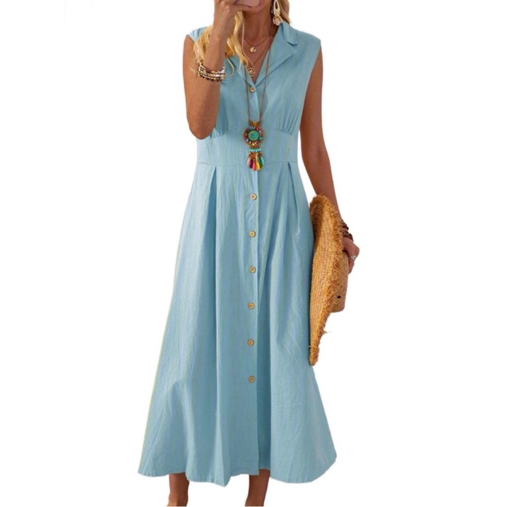 Bagilaanoe Summer Dresses for Women Long Dress Sleeveless Sundress Size 2XL